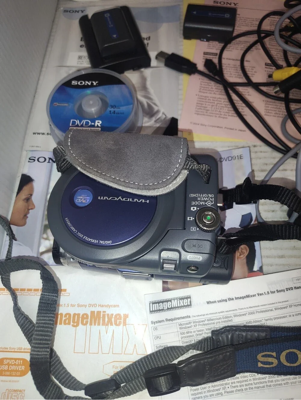 Sony Handycam DCR-DVD201E DVD Camcorder Huge Bundle Batteries Accessories